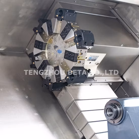 La Chine à haute vitesse de précision en métal automatique tournant la tourelle de servomoteur Fanuc Lit incliné Tour CNC Machine Tck50A